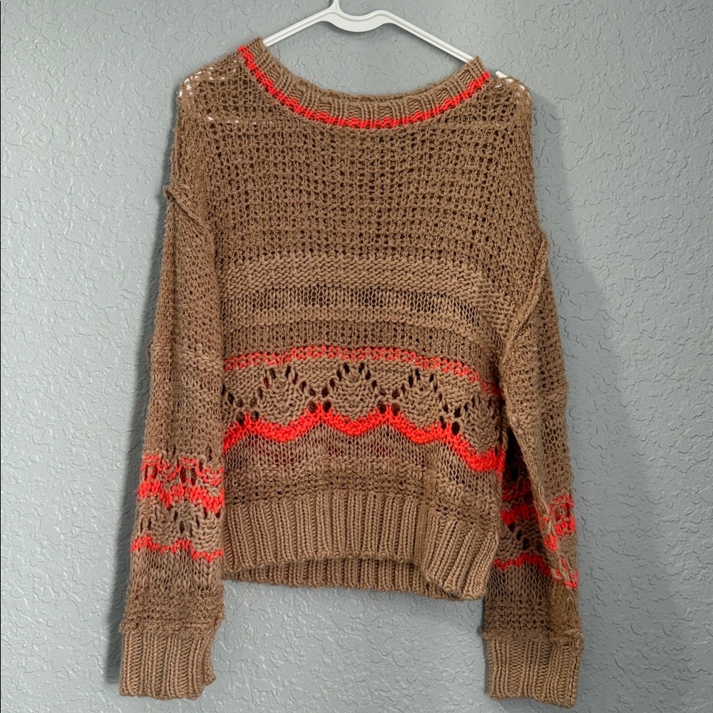 Saltwater Luxe Open Knit Sweater-Sand/Melon - Picture 4 of 8